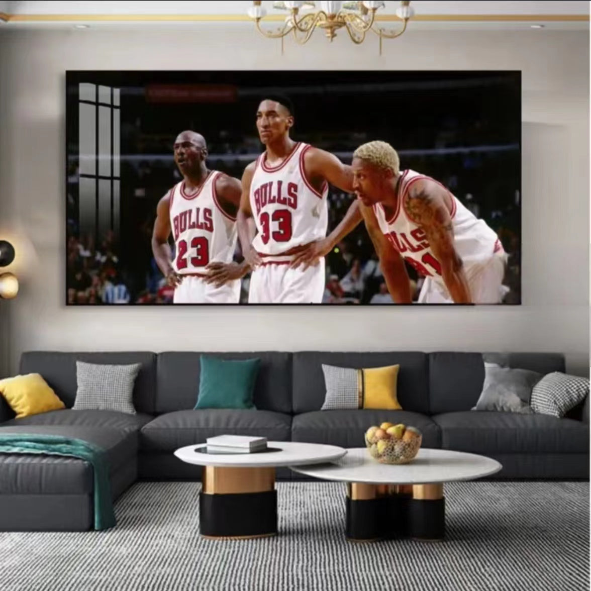 Michael Jordan and Scottie Pippen and Dennis Rodman Wall Art