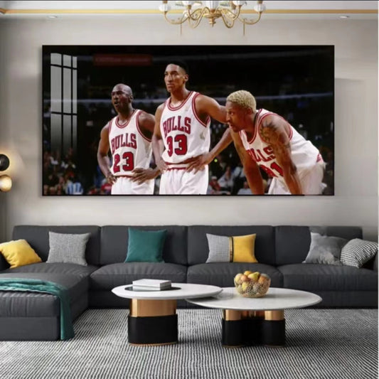Michael Jordan and Scottie Pippen and Dennis Rodman Wall Art