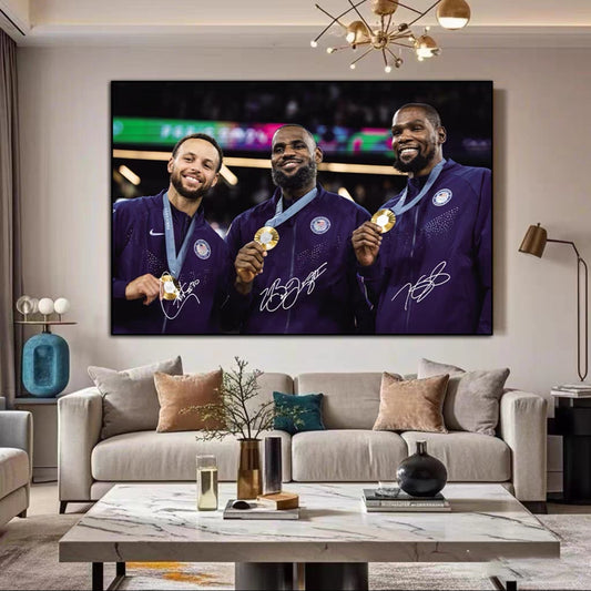 Team USA wins gold medal at Paris 2024 Olympics 🥇 WALLART - Crystal Porcelain Painting - Aluminum Frame