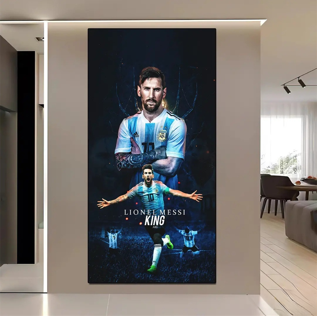 Art mural décoratif Lionel Messi 3 étoiles Argentine