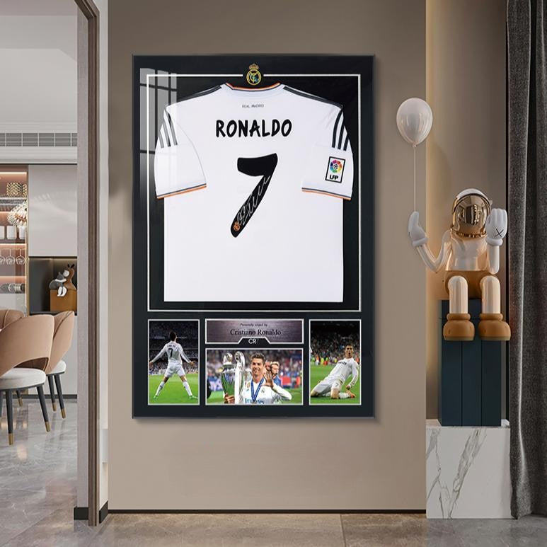 Art décoratif murale de maillot signé Cristiano Ronaldo