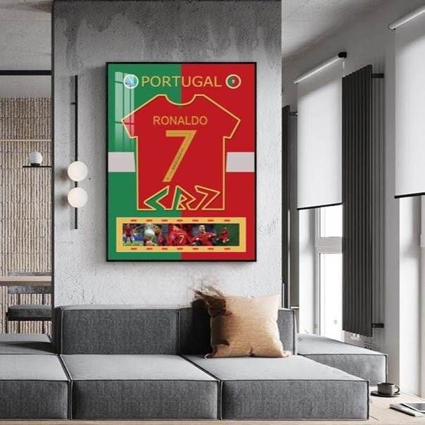 Art décoratif murale de maillot signé Cristiano Ronaldo