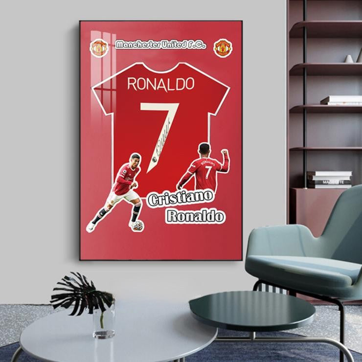 Art décoratif murale de maillot signé Cristiano Ronaldo