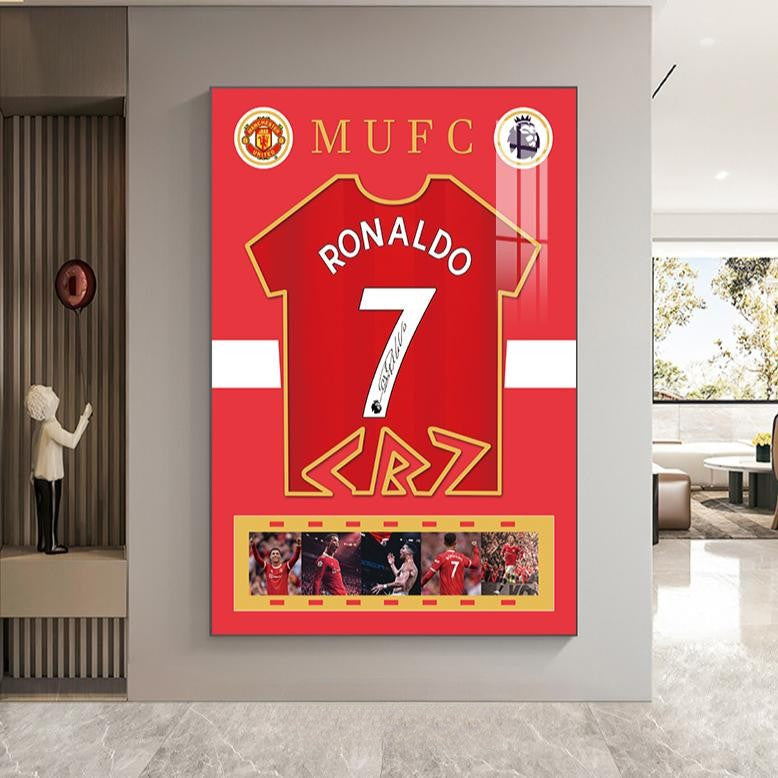 Art décoratif murale de maillot signé Cristiano Ronaldo