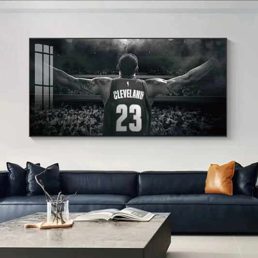 Arte de pared de LeBron James y Stephen Curry