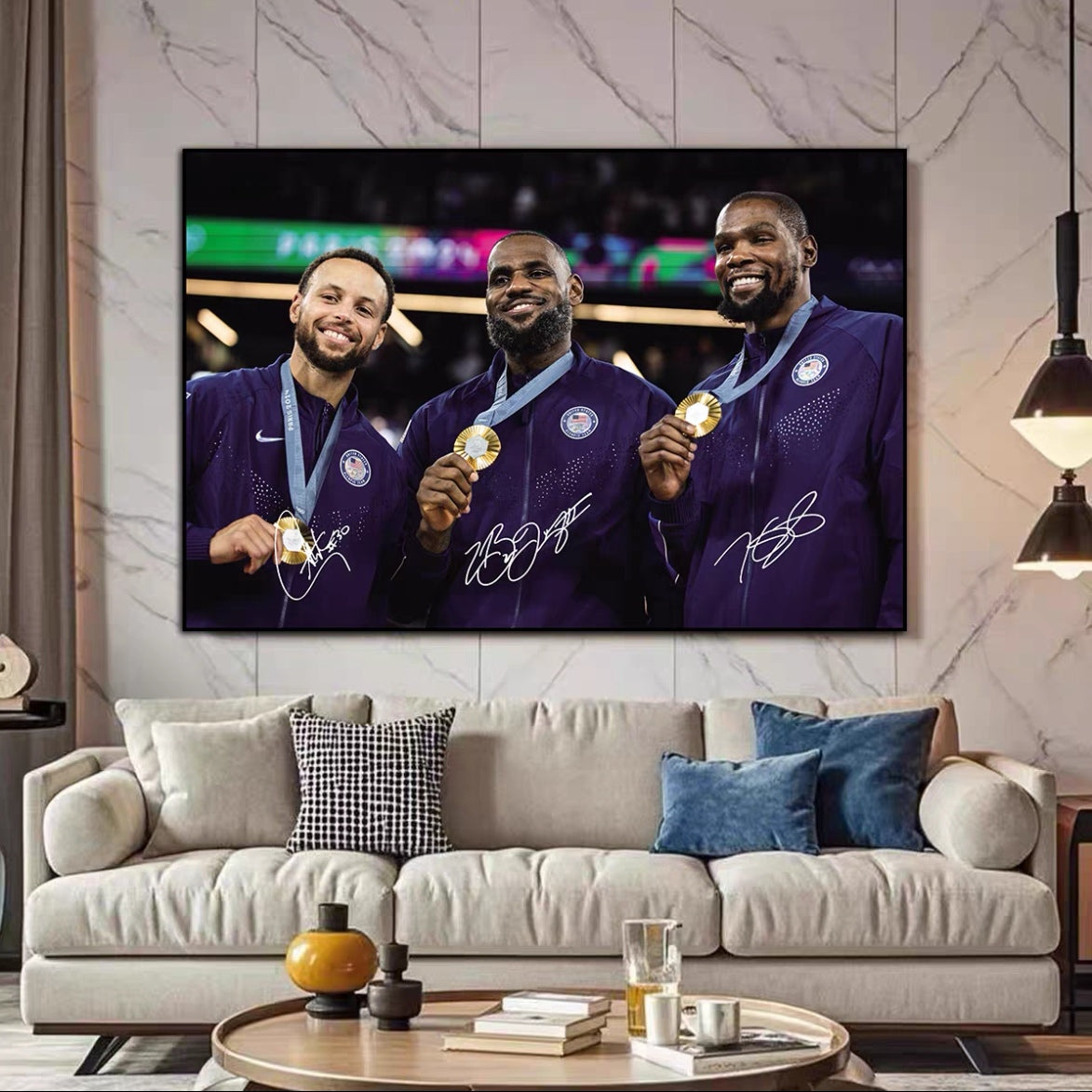 Team USA wins gold medal at Paris 2024 Olympics 🥇 WALLART - Crystal Porcelain Painting - Aluminum Frame