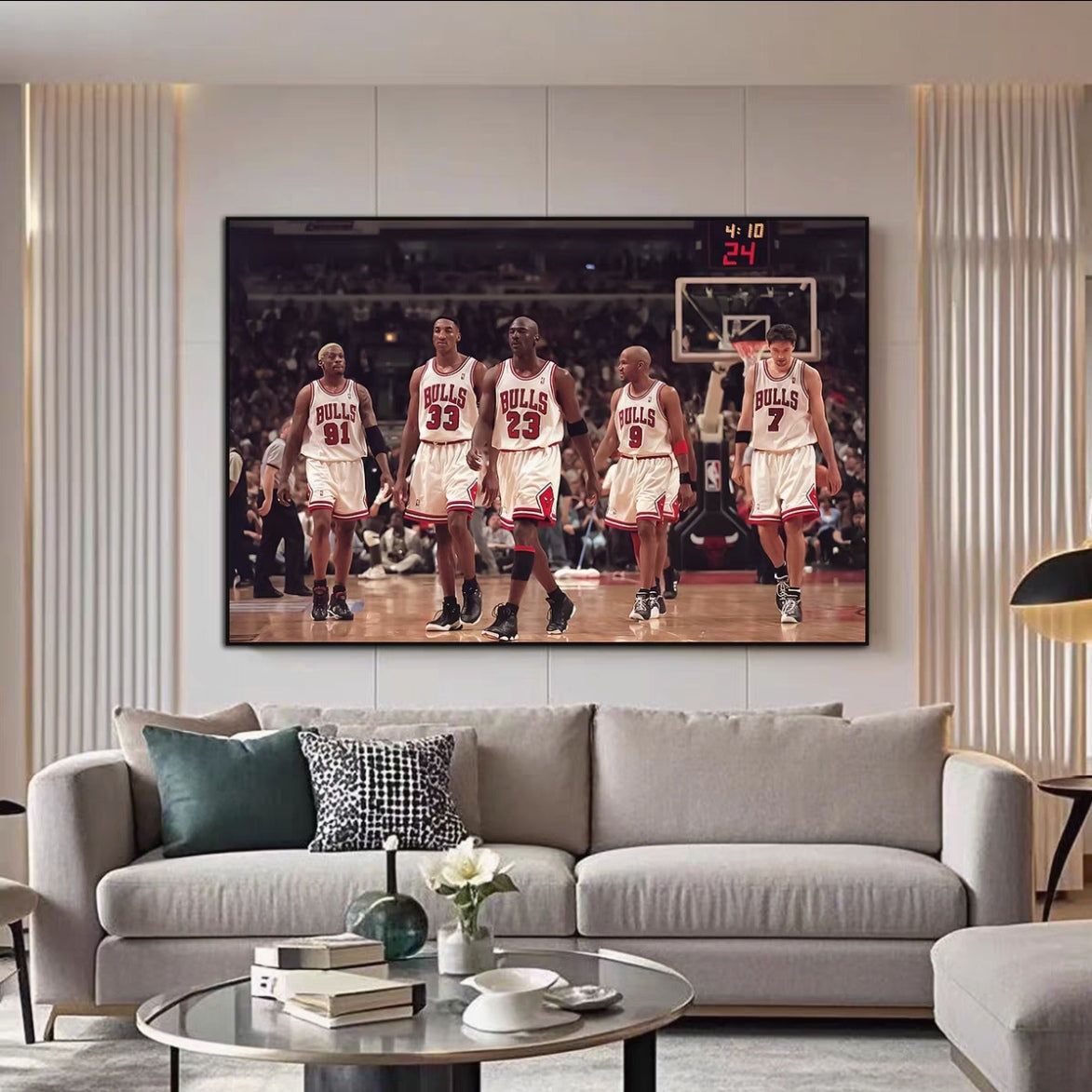 Michael Jordan and Scottie Pippen and Dennis Rodman Wall Art