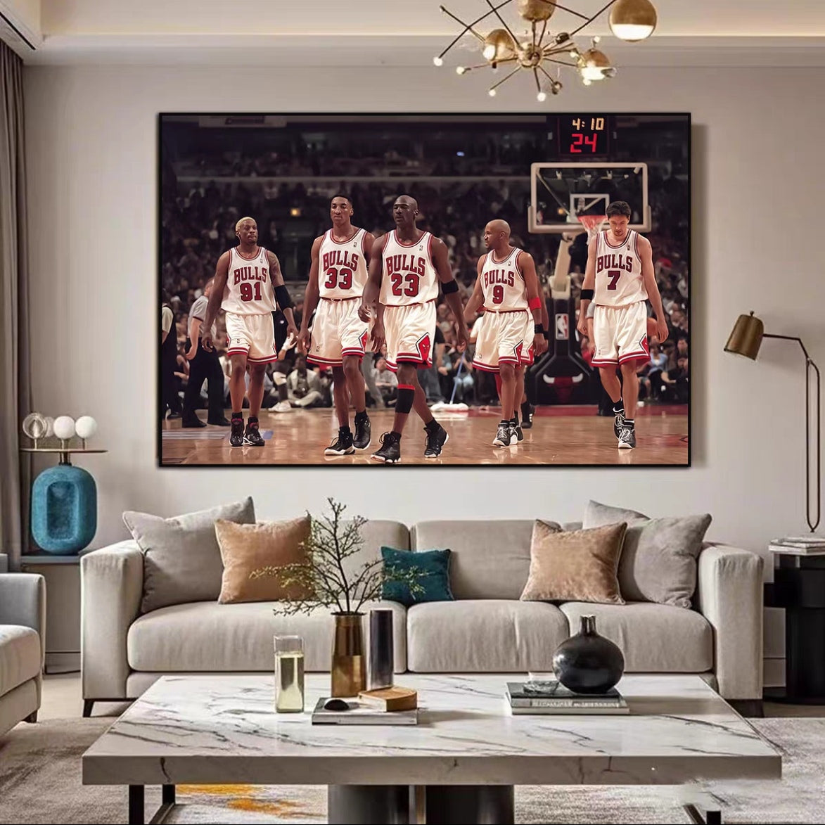 Michael Jordan and Scottie Pippen and Dennis Rodman Wall Art