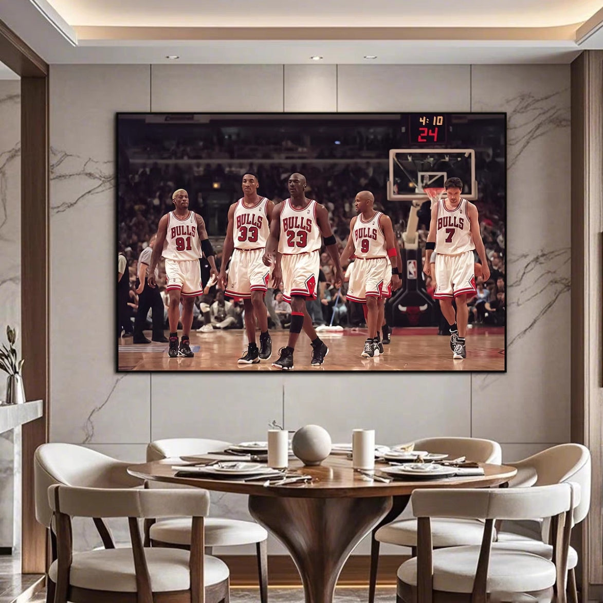 Michael Jordan and Scottie Pippen and Dennis Rodman Wall Art
