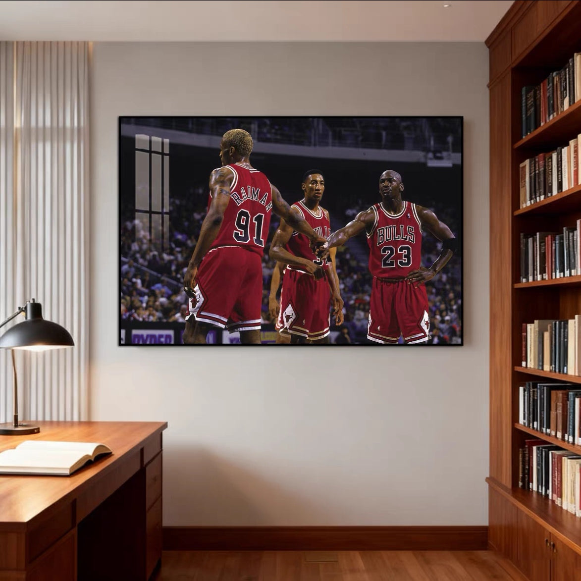 Michael Jordan and Scottie Pippen and Dennis Rodman Wall Art
