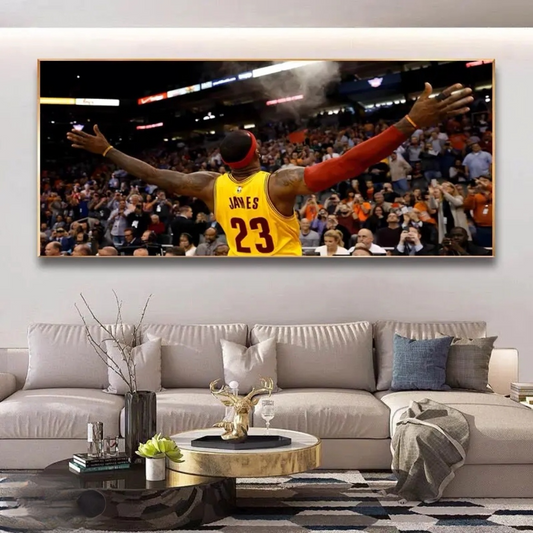 Arte de pared de LeBron James y Stephen Curry