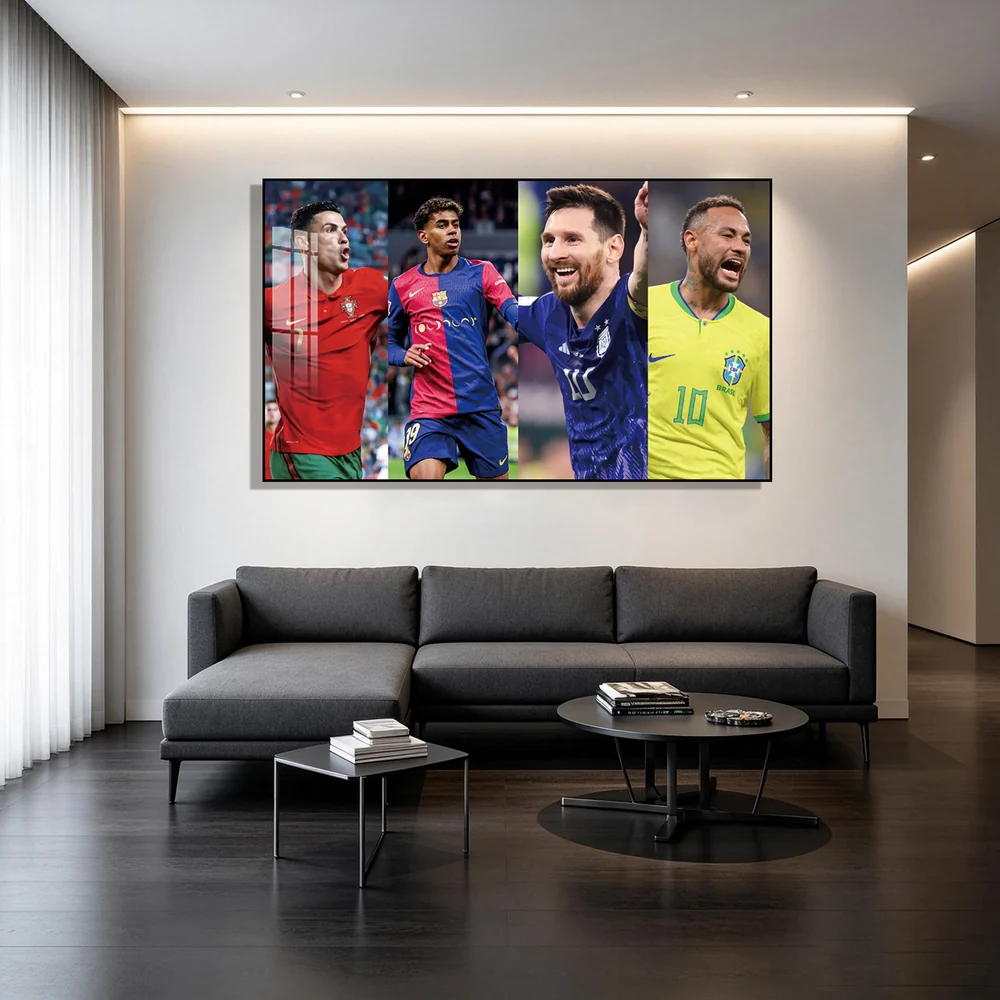 Cristiano Ronaldo  Lionel Messi Neymar  and  Lamine Yamal Wall Art