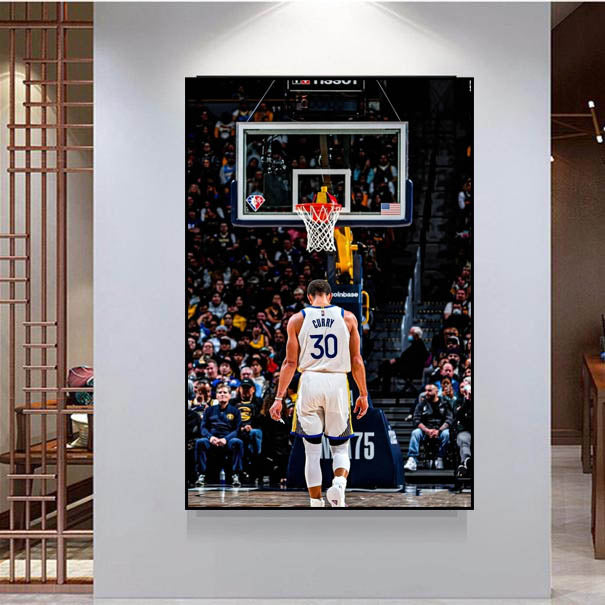 Stephen Curry White Jersey Classic Back View Wall Art