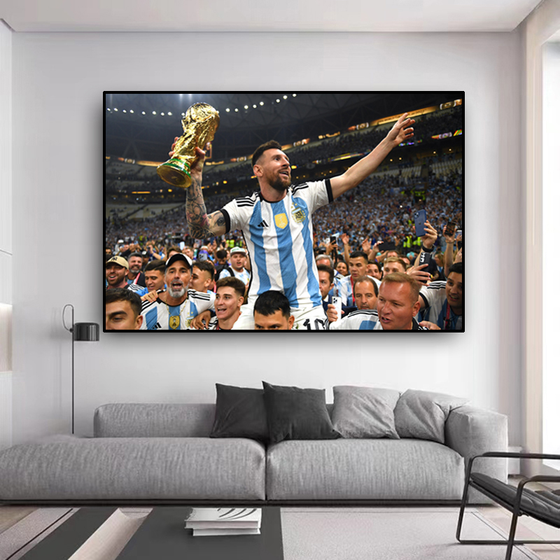 Argentina Messi y el arte decorativo de la pared de la Copa del Mundo