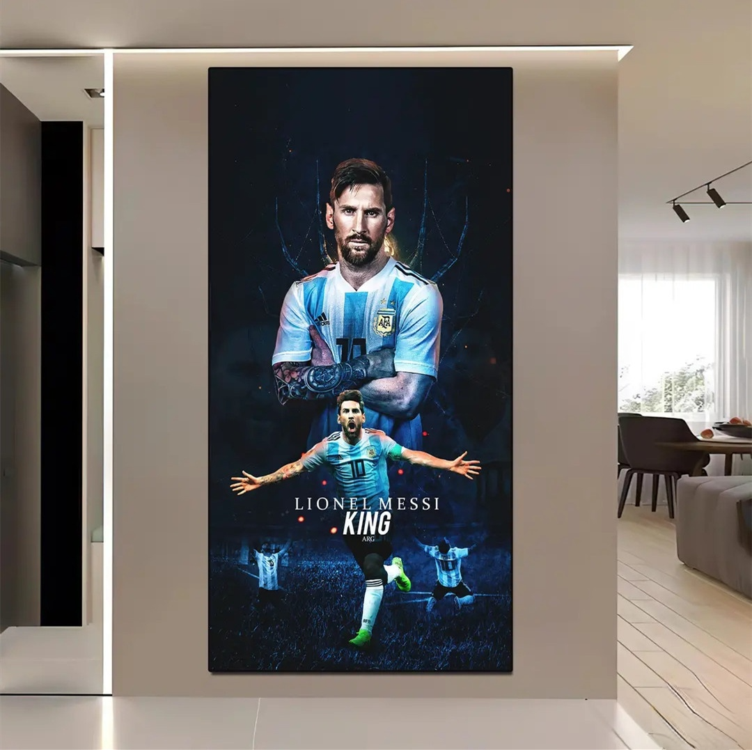 Arte de pared decorativo de Argentina Messi de 3 estrellas