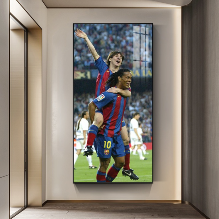 Ronaldinho llevando a Messi Arte decorativo de pared